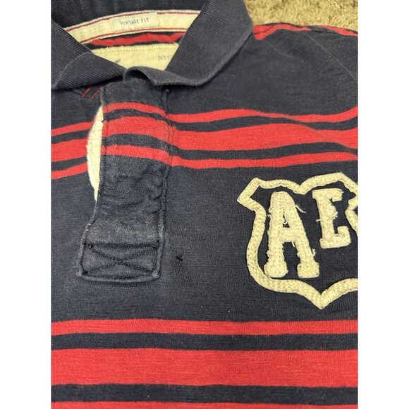 AMERICAN EAGLE Striped Polo Shirt Vintage Fit Rugby Preppy Casual Y2k 90s 2XL - Picture 4 of 7